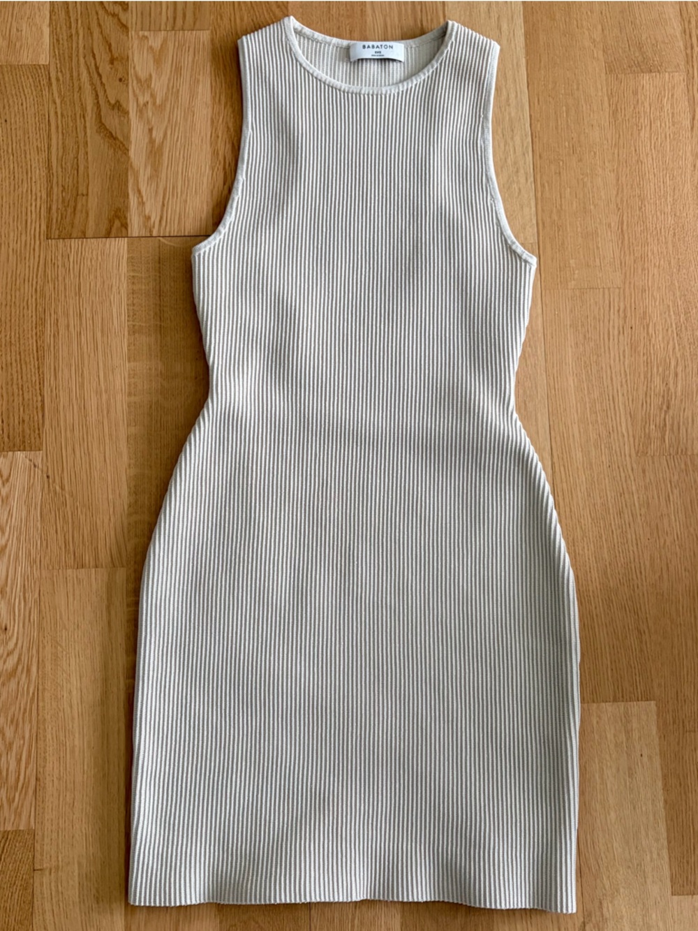 Aritzia Babaton Cream Ribbed Tank Mini Dress